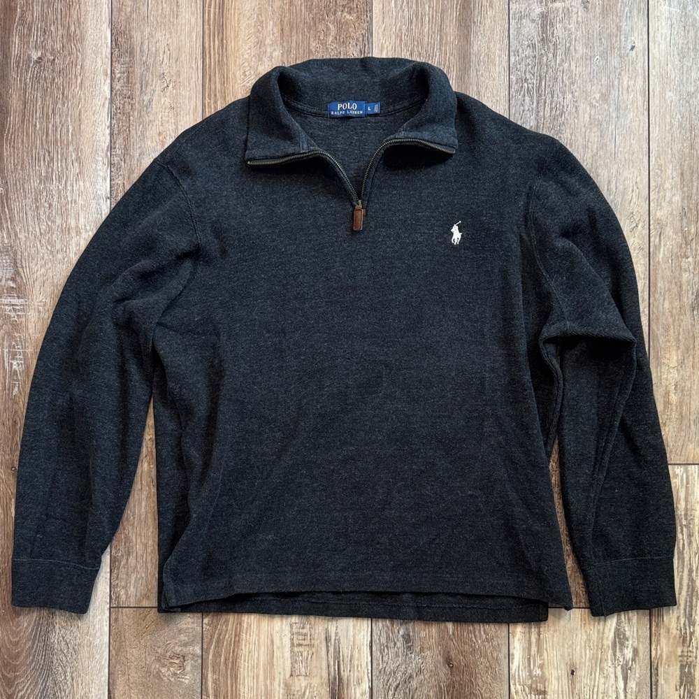 Polo by Ralph Lauren Men's Charcoal Black Half-Zip Sweater
